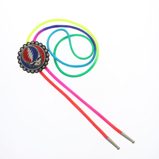 Grateful Dead Bolo Tie, with Tie Dye Cord, made in USA, each