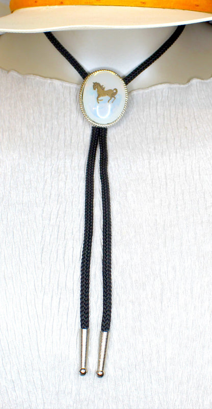 45mm x 35mm Silver Steed Bolo Tie, made in USA, each