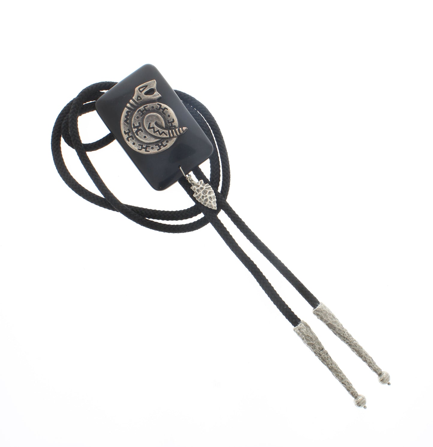 59mm x 39mm Obsidian Serpent Bolo Tie, made in USA, each