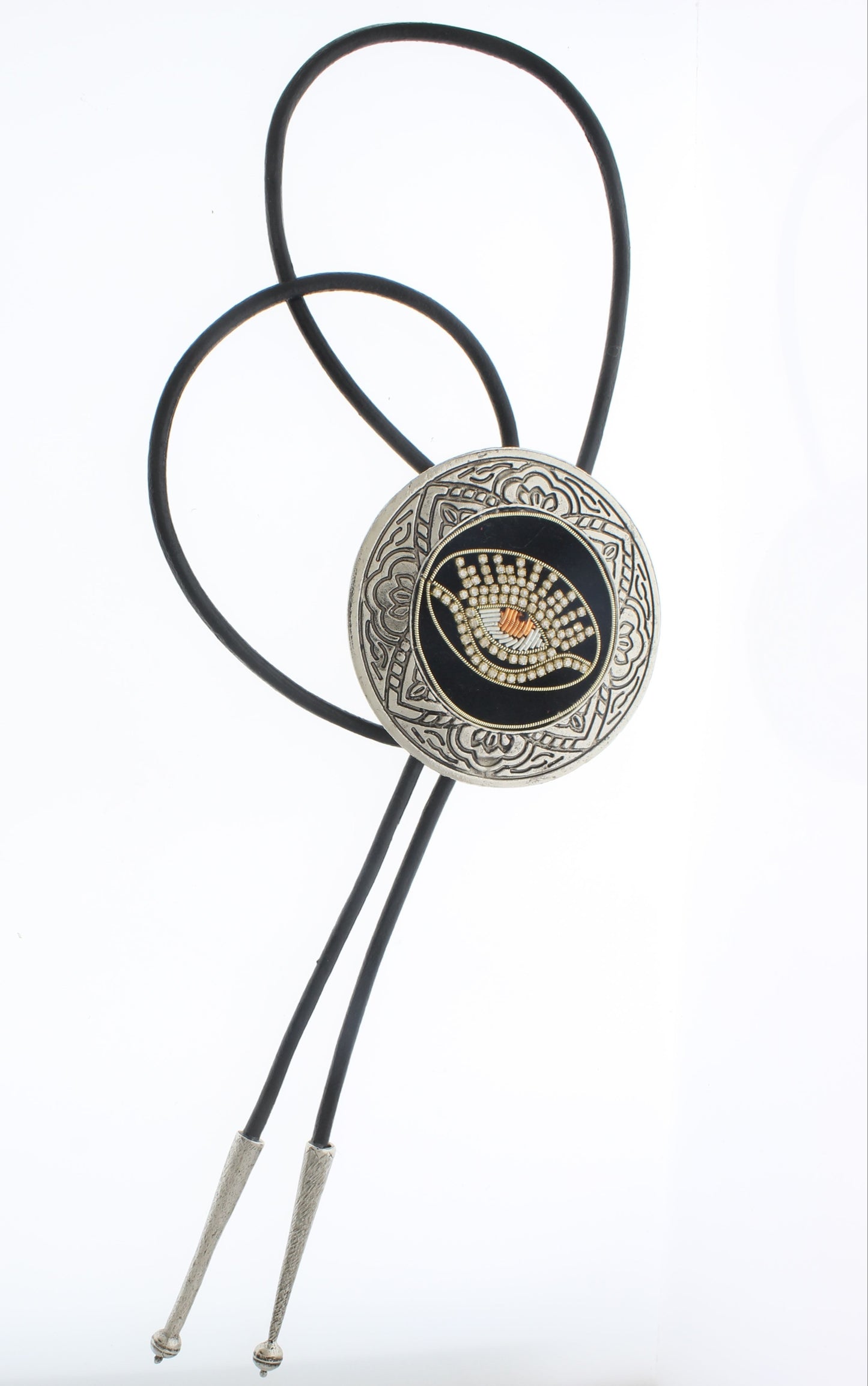 75mm Golden Eye Bolo, 36" Black Leather Cord, made in USA, each