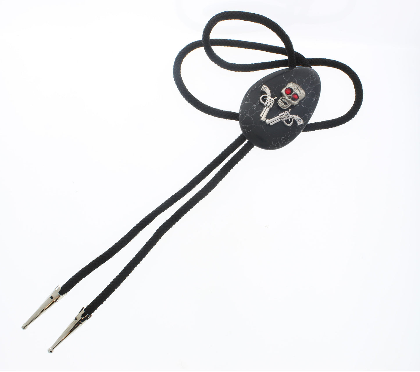 65 mm x 42 mm Red Eyed Rebel bolo tie, made in the USA, each