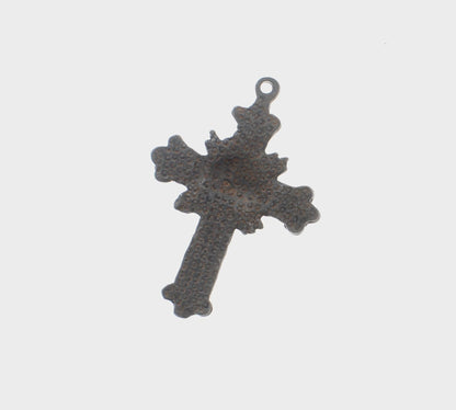 64mm x 45mm Rustic Floral Cross Pendant, each