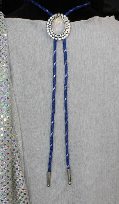 Bluebonnet Whisper: Silver Bloom Bolo Tie, Made in USA, 35.1mm x 41.5mm