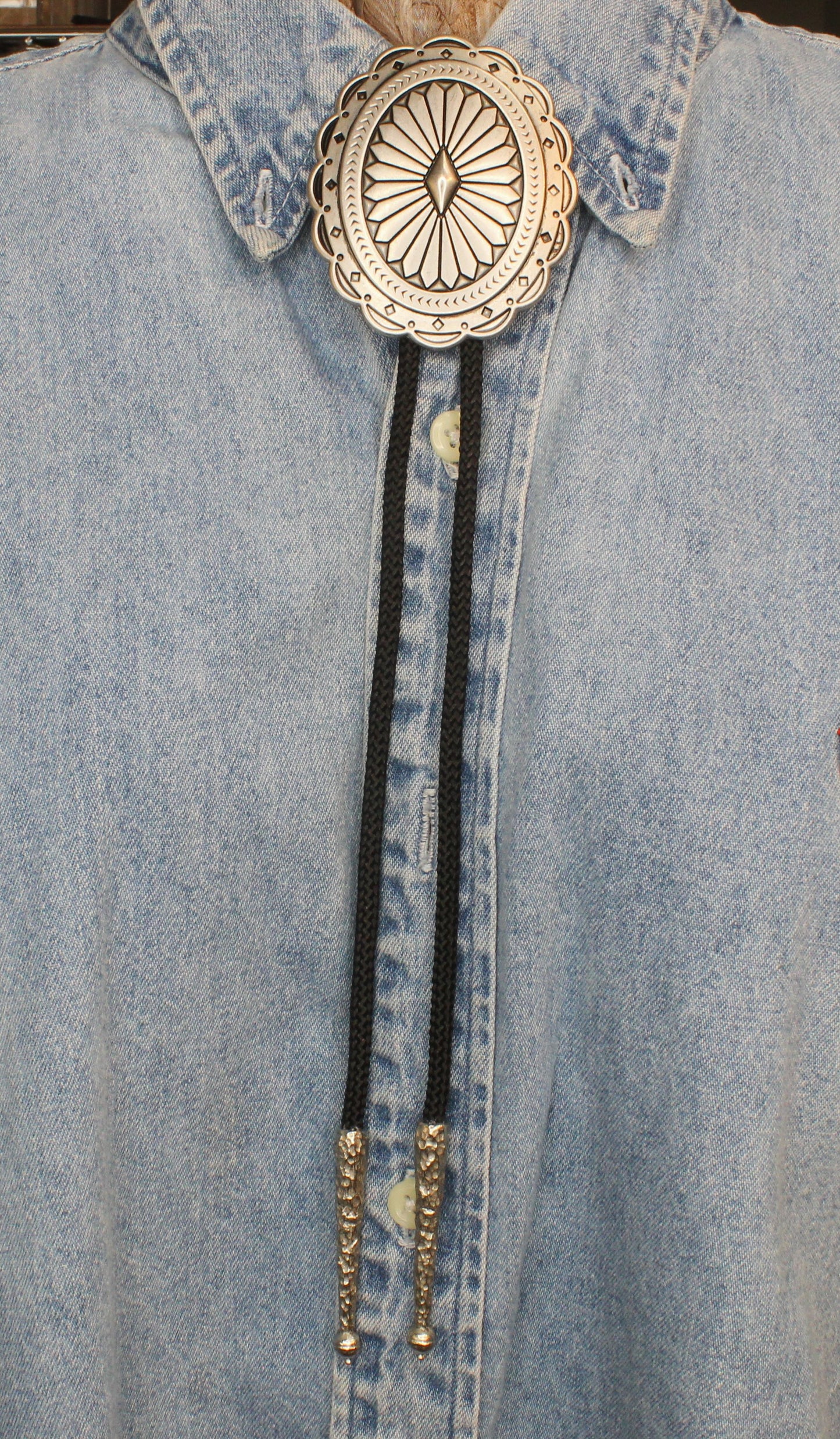 73mm x 60mm Silver Sunburst Bolo, made in USA, each