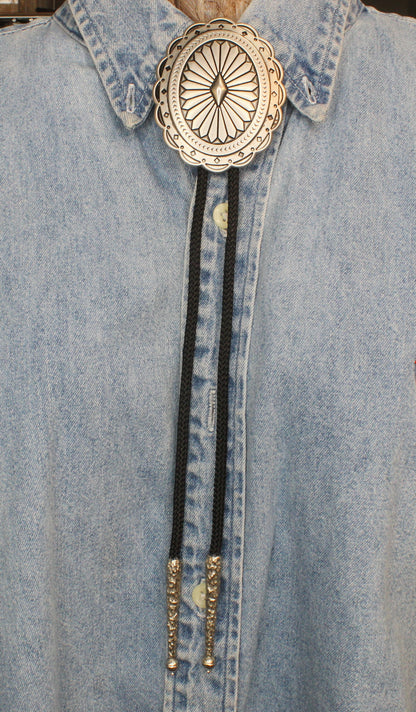 73mm x 60mm Silver Sunburst Bolo, made in USA, each