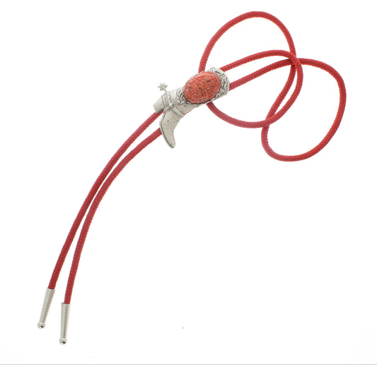 54mm x 42mm Boots & Spurs Bolo, 36" red cord, made in USA, each