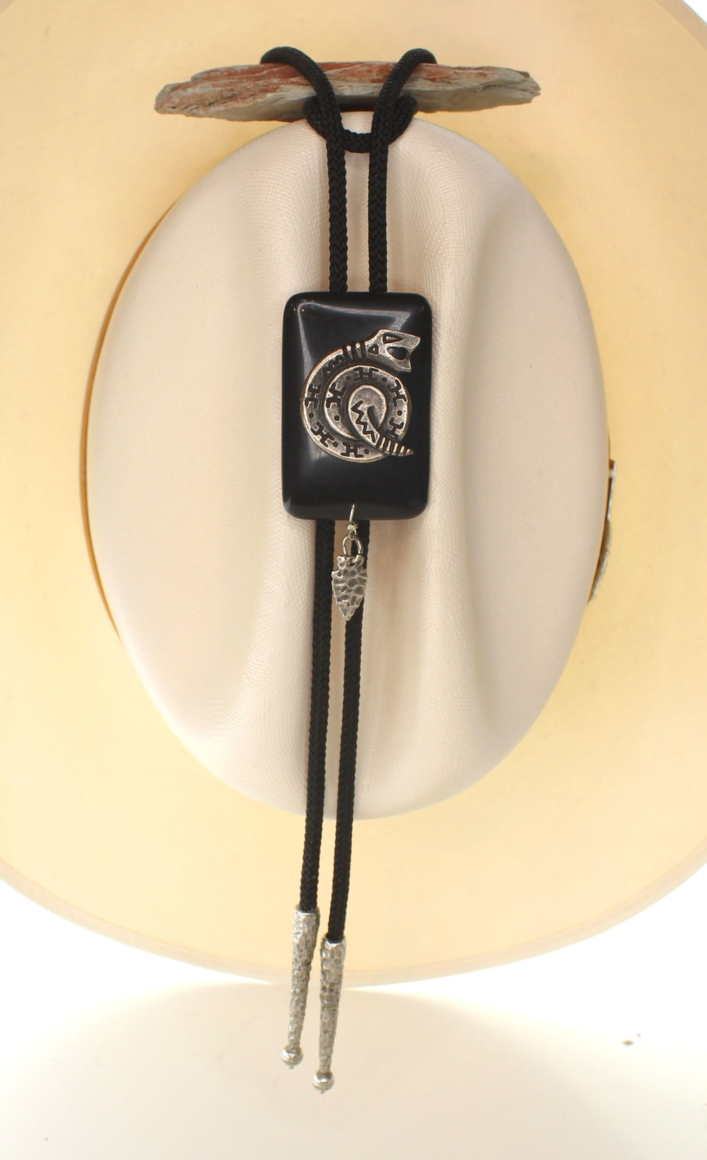 59mm x 39mm Obsidian Serpent Bolo Tie, made in USA, each