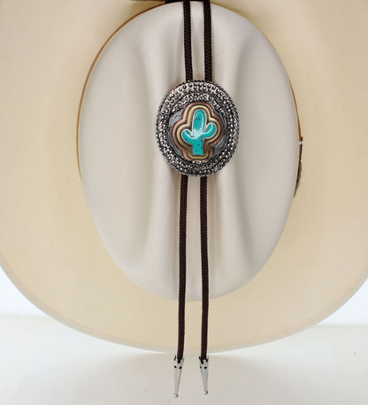 59mm x 50mm Turquoise Cactus Bolo, made in USA, each