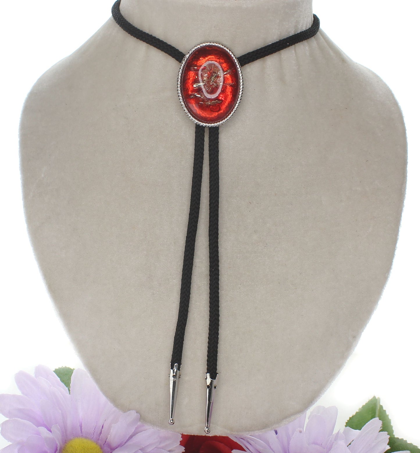 44mm x 35mm Crimson Lightning Bolo Tie, made in USA, each