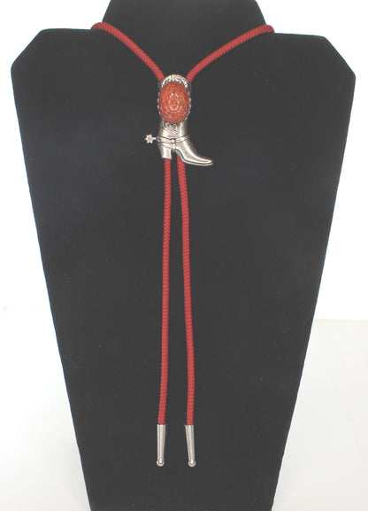 54mm x 42mm Boots & Spurs Bolo, 36" red cord, made in USA, each