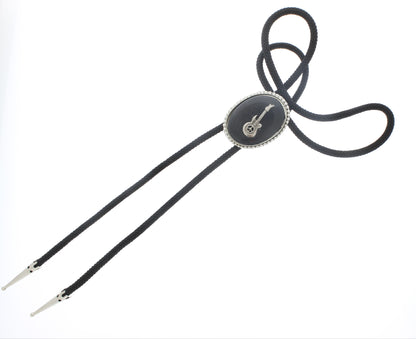 47mm x 36mm Guitar Bolo Tie, Black or Turquoise Stone, made in USA, each