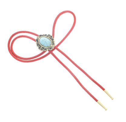 Turquoise Ember: Regal Red & Gold Bolo Tie, Made in USA, 36.3mm x 39.9mm