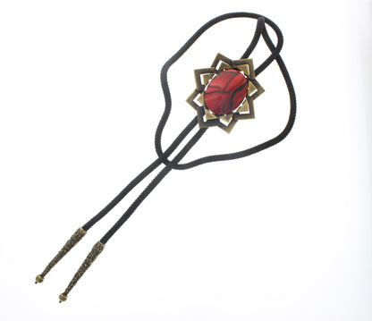 "Red Ember Star" Bolo Tie, Made in USA, 72.8mm x 63.1mm