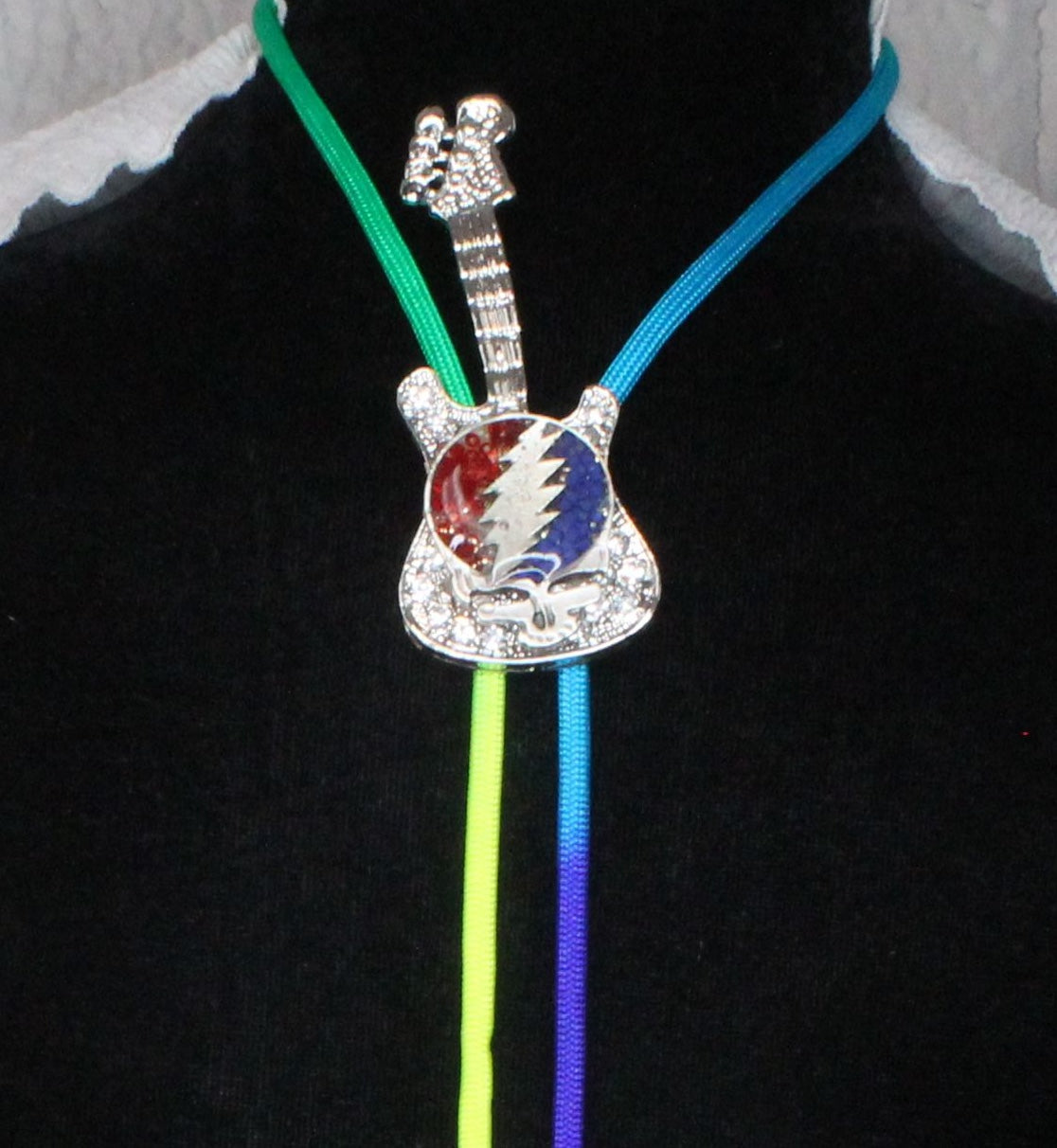 85mm x 35mm Psychedelic Lightning Bolo Tie, made in USA, each