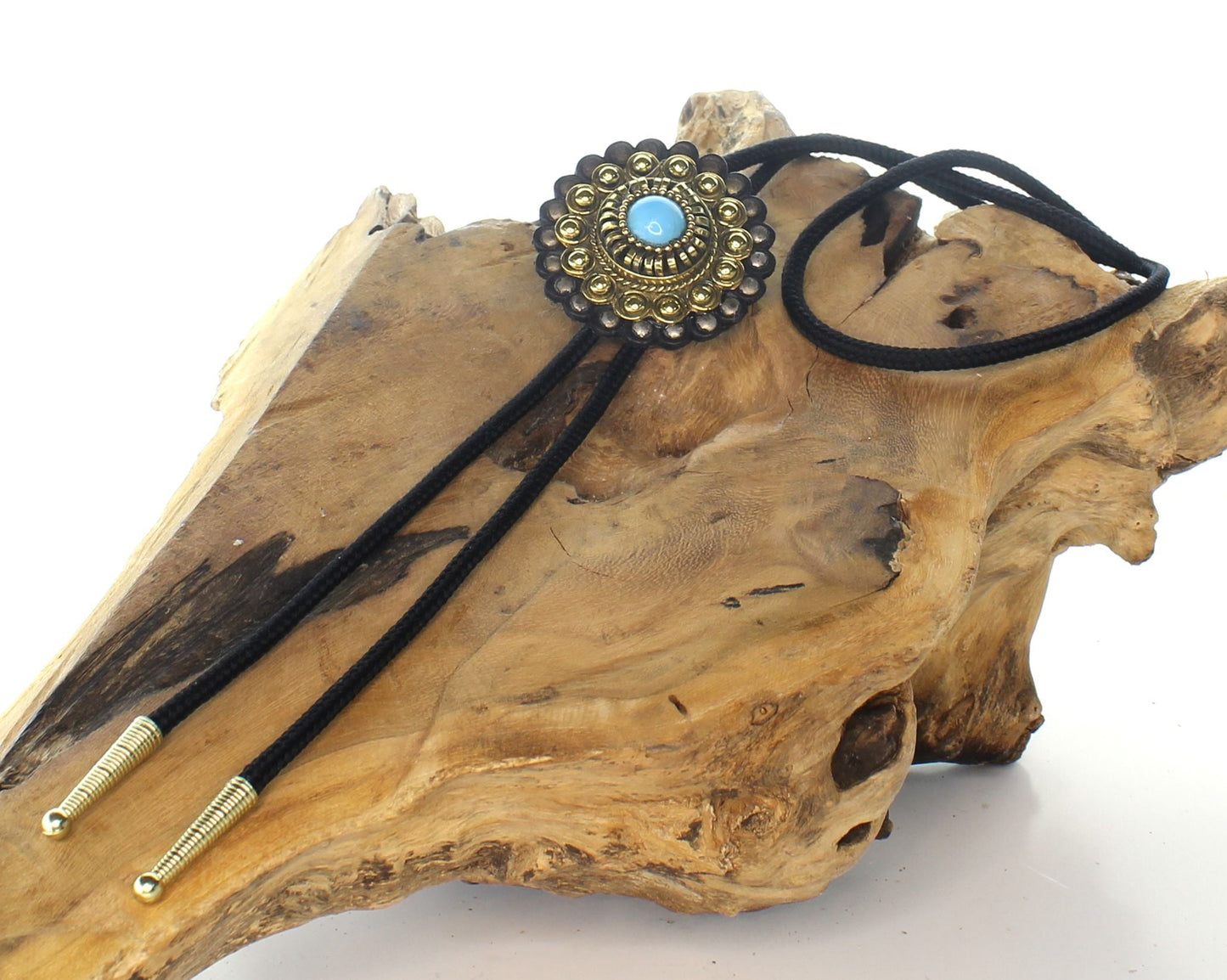 47mm Turquoise Sunburst Bolo, 36" cord, made in USA, each