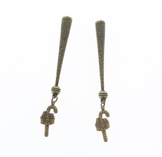 87mm Candy Cane Bolo Tie Tips, Antique Gold, made in USA, 1 pair