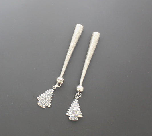 83mm Silver Christmas Tree Bolo Tie Tips, made in USA, 1 pair