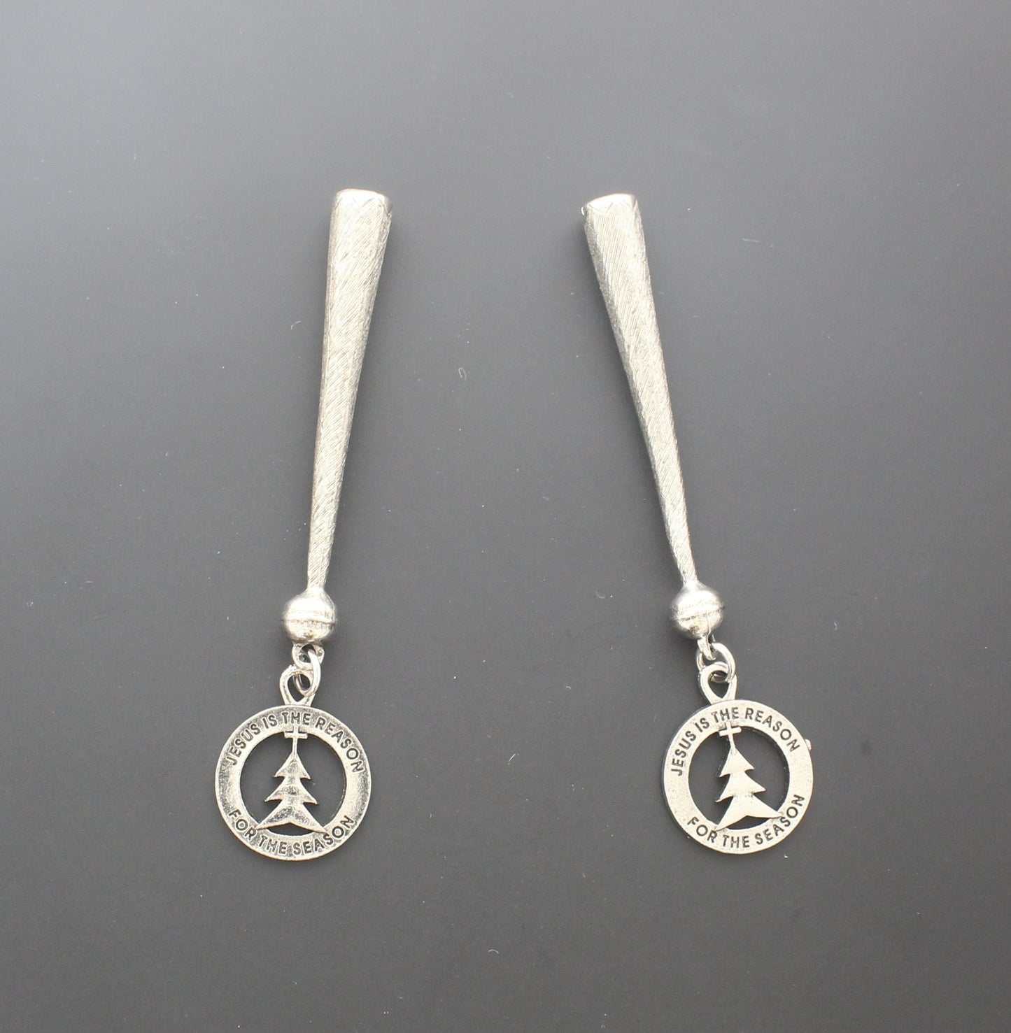 Sacred Pines – Faith-Inspired Bolo Tips with Tree & Cross Charm, 86.1mm, pair