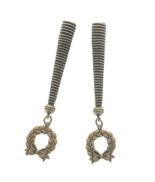 Laurel Light – Holiday Wreath Bolo Tips with Golden Coil Accents, Made in USA, 84.7mm, pair