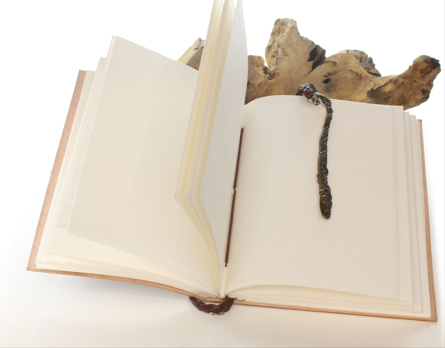 5x7" Handmade Leather Journal with Hummingbird & Flower Bookmark, each