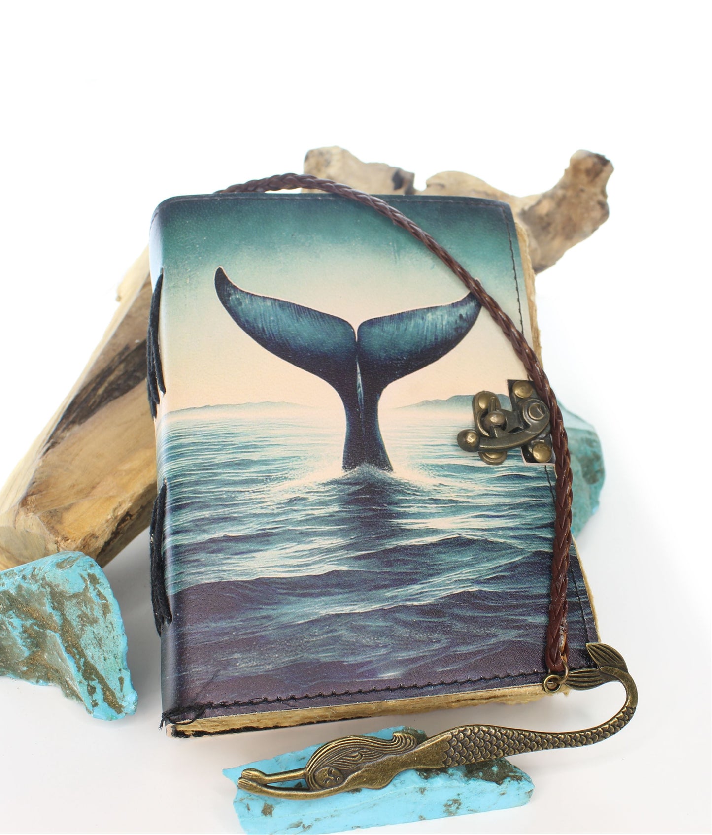 5x7" Whale Tail Journal with Mermaid Bookmark, each