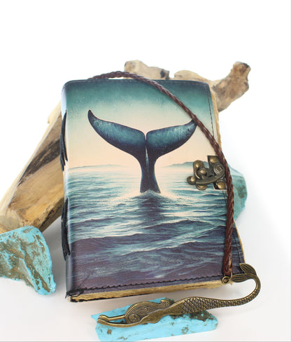 5x7" Whale Tail Journal with Mermaid Bookmark, each