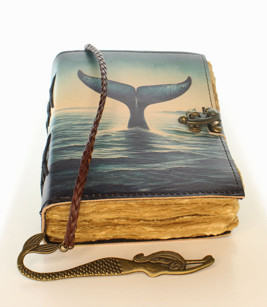 5x7" Whale Tail Journal with Mermaid Bookmark, each