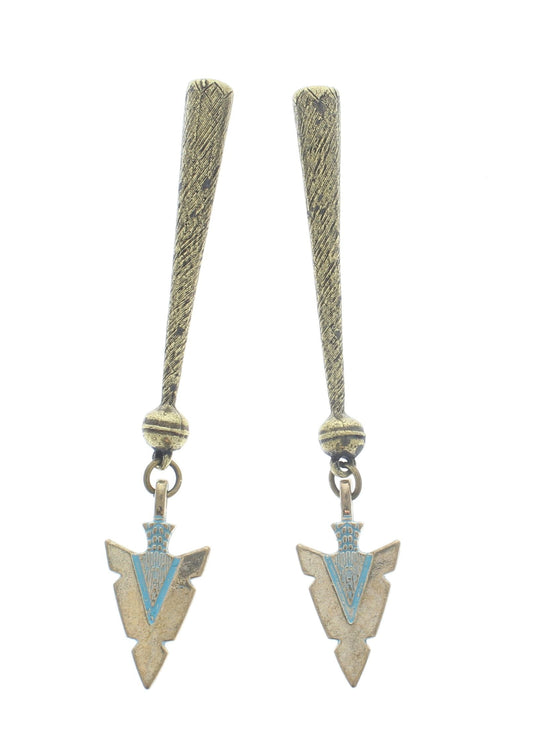 Trailblaze – Gold Arrowhead Bolo Tips with Textured Western Rods, Made in USA, 93.8mm, pair