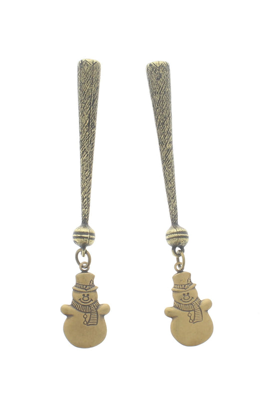 Frost Trail – Snowman Bolo Tips with Textured Rods and Winter Charms, Made in the USA, 87.2mm, pair