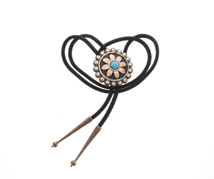 49mm Copper Petal Bolo Tie, 36" black cord, made in USA, each