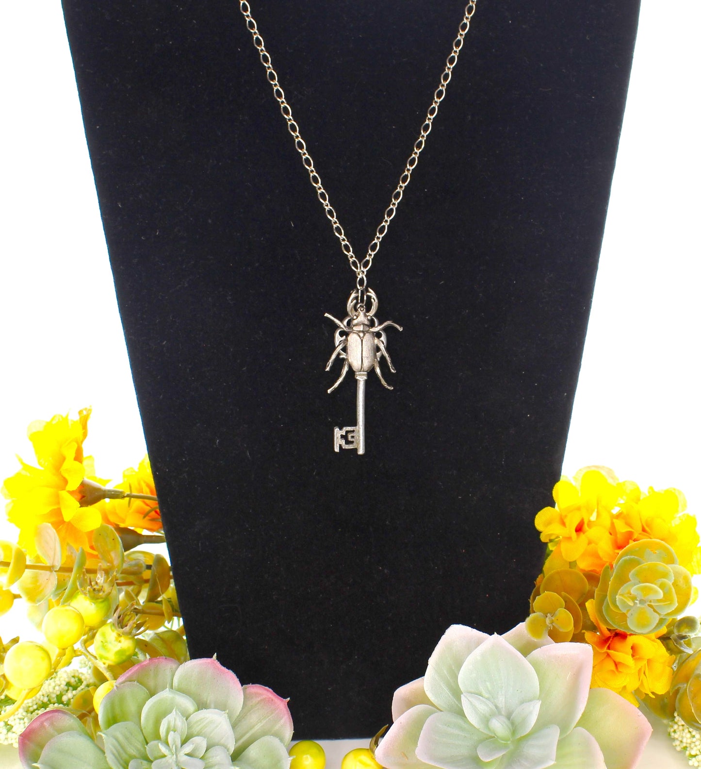 58mm x 28mm Beetle Key Pendant Necklace, made in USA, each