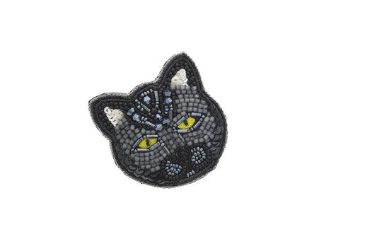 57mm x 53mm Midnight Gaze Cat Pin, each