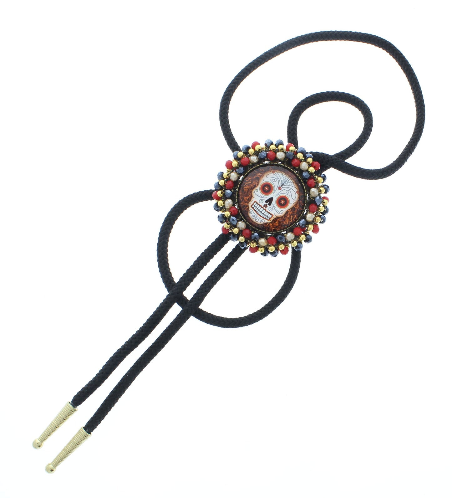 Harvest Haunt – Skull Candy Bolo Tie with Autumn Beading