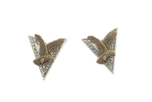 Eagle’s Edge – Handmade Collar Tips with Gold Wings and Silver Shield, made in USA