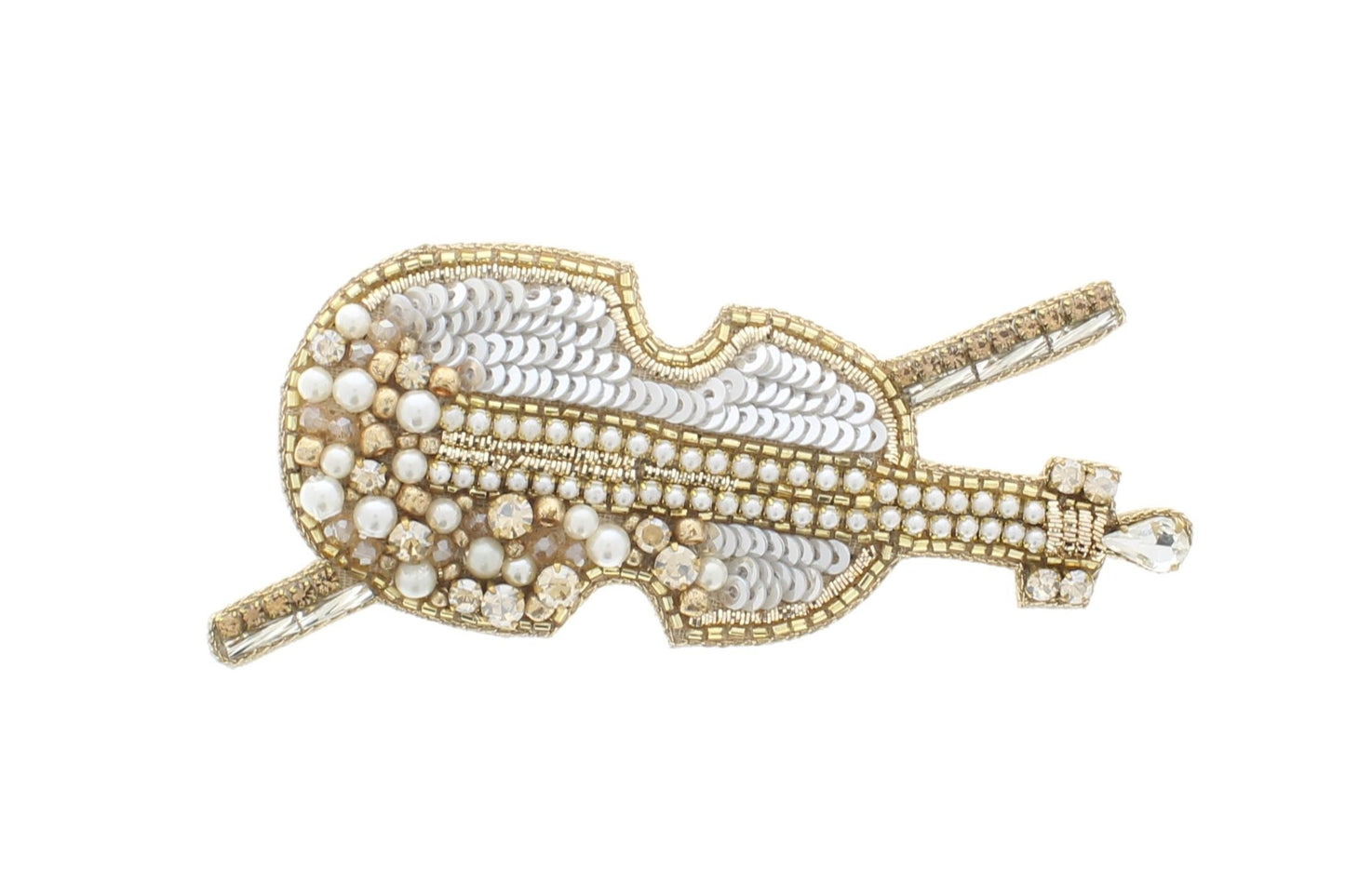 82mm x 81mm Sequin Violin with Bow Hat Pin, each