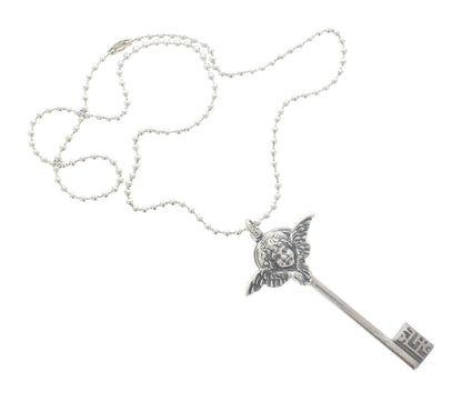 84mm x 42mm Celestial Cherub Key Necklace, made in USA, each