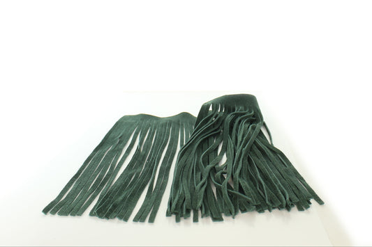 Leather Fringe Hunter Green, 10" length with 1/2" bias at top, Made in USA, Sold by the FOOT (12 inches)