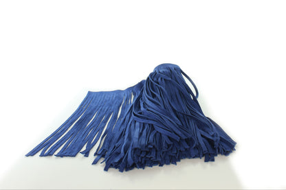 Leather Fringe Royal Blue, 10" length with 1/2" bias at top, Made in USA, Sold by the FOOT (12 inches)