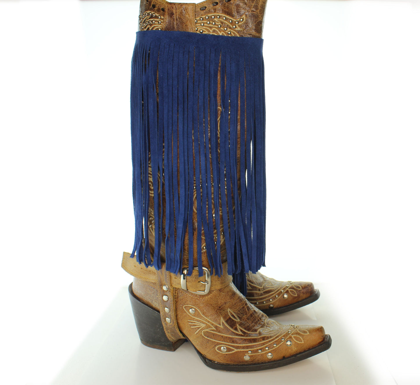 Leather Fringe Royal Blue, 10" length with 1/2" bias at top, Made in USA, Sold by the FOOT (12 inches)