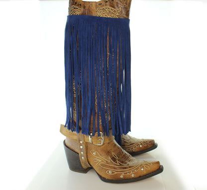 Leather Fringe Royal Blue, 10" length with 1/2" bias at top, Made in USA, Sold by the FOOT (12 inches)