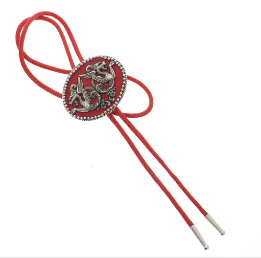 Crimson Sovereign: The Dragon's Reign Bolo Tie, Made in USA, 63.6mm x 51.3mm
