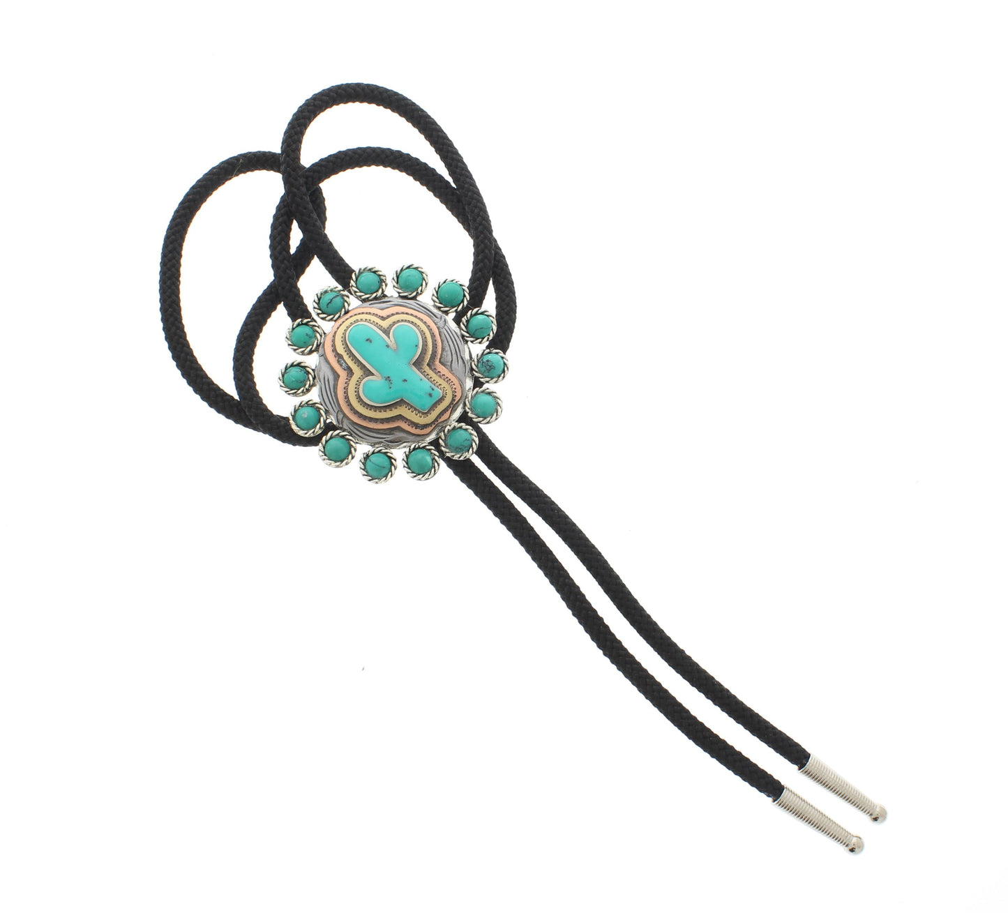 LIMITED EDITION, Cactus Spirit: Turquoise Bloom Bolo Tie, Made in USA, 55.4mm