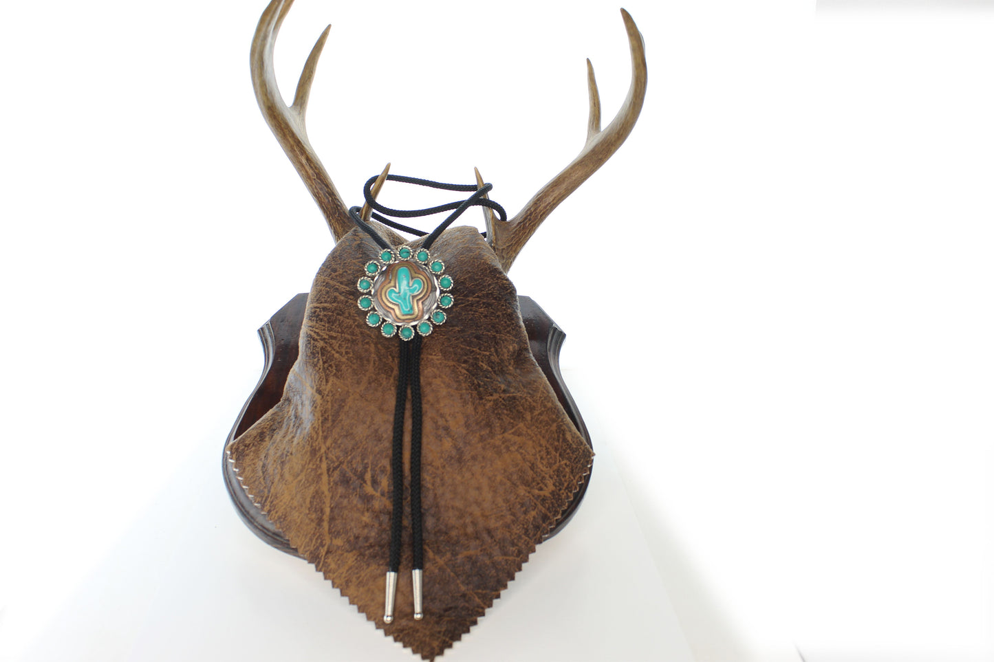 LIMITED EDITION, Cactus Spirit: Turquoise Bloom Bolo Tie, Made in USA, 55.4mm