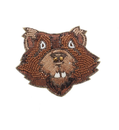 79mm x 84mm Beaver Embroidered Pin – Handmade Animal Brooch, each