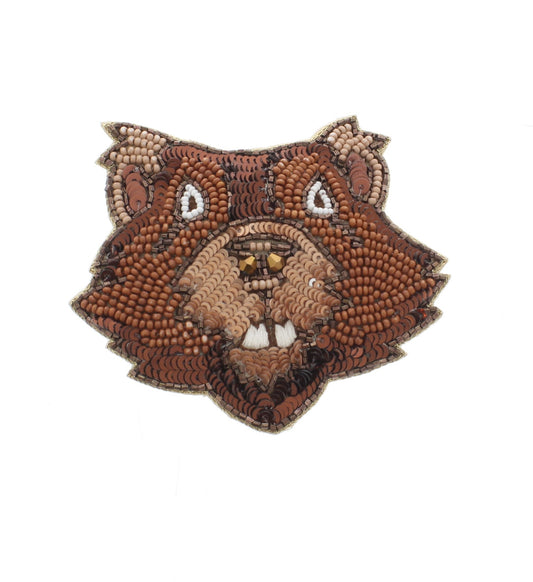 79mm x 84mm Beaver Embroidered Pin – Handmade Animal Brooch, each