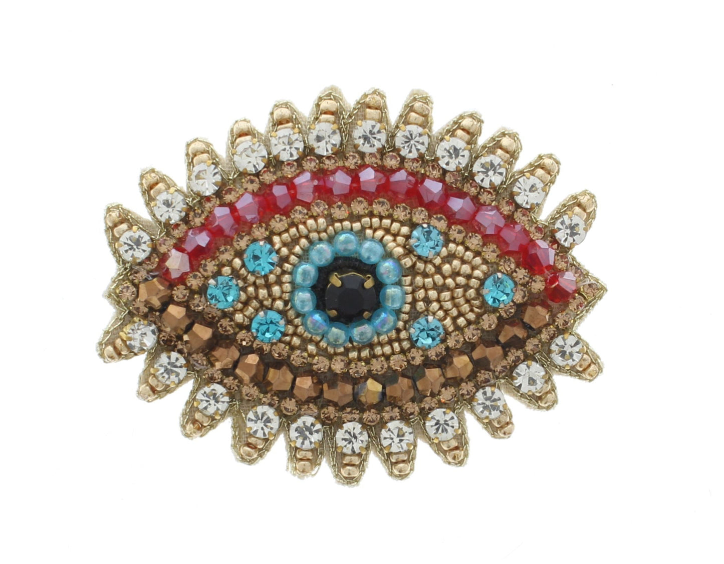 48mm x 61mm Colorful Evil Eye Beaded Pin – Handmade Embroidered Brooch, each