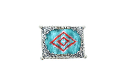 Red Mesa, Silver buckle, Made in USA, 66.2mm x 87.6mm