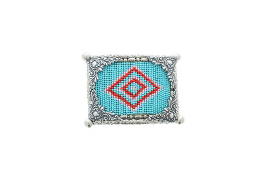 Red Mesa, Silver buckle, Made in USA, 66.2mm x 87.6mm