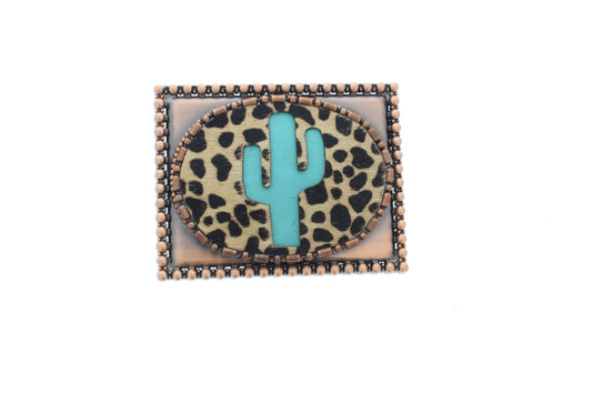 Cactus & Claws, Copper belt buckle, Made in USA, 77.2mm x 98.3mm
