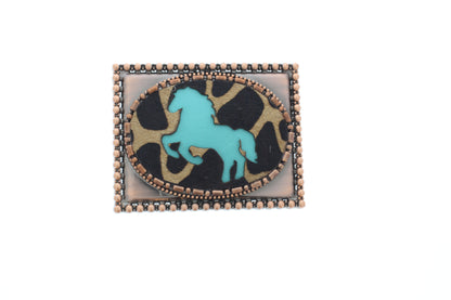 Copper Mustang belt buckle, Made in USA, 77.1mm x 98.5mm